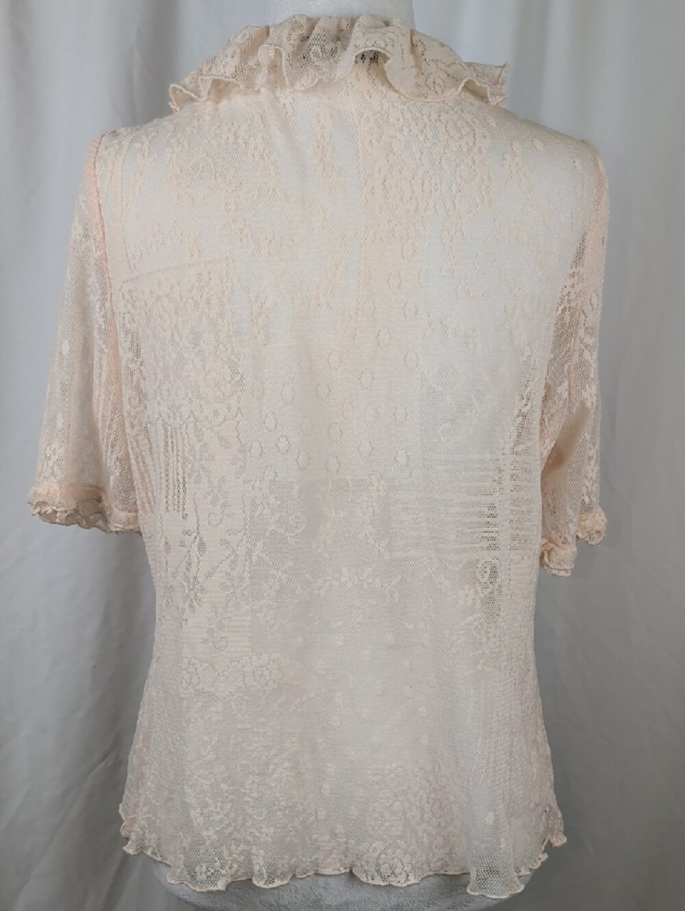 À La Une Pastel Pink Lace Ruffle Tie Front Coquette Cardigan Top Medium - Picture 5 of 15